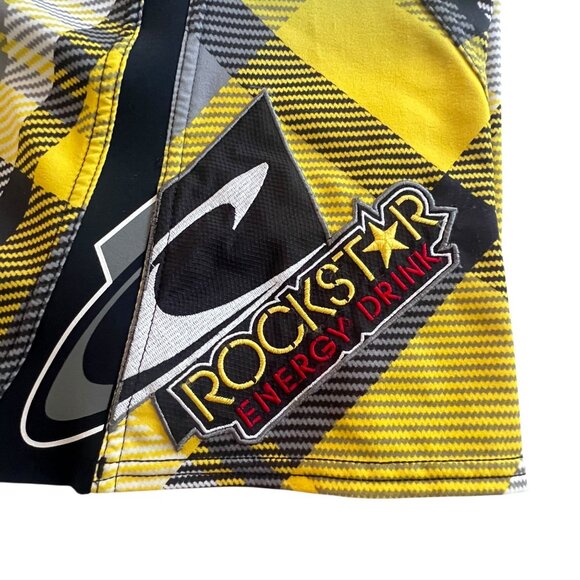 O'Neill Lopez Freak Rockstar Energy Plaid Boardshorts 30 Yellow Black Surf Y2K - Picture 7 of 16